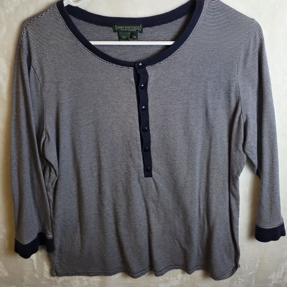 Lauren Jeans Co. Women's Size XS Blouse Top Striped Boat Neck‎